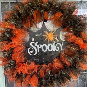 Spooky Halloween Wreath - Orange and Black